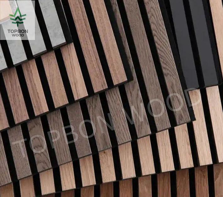 Panel de pared de absorción acústica de listón